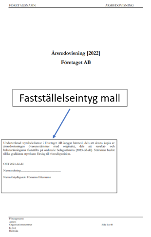 Fastställelseintyg